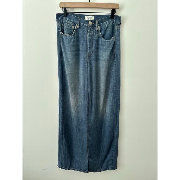 Rag & Bone Miramar Wide Leg Jeans Women Size 26 Blue Denim Medium Wash 5-Pockets - Picture 4 of 12